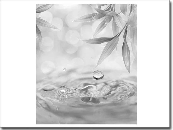 Glasfoto mit Wassertropfen schwarz-weiß