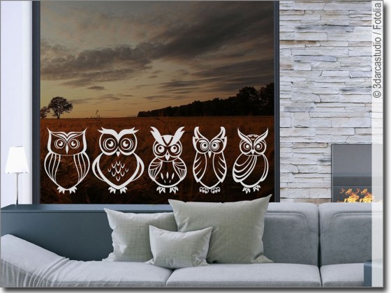 Preview: Fenstersticker Eulen