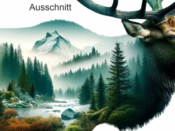 Fenstersticker Landschaftsmotiv Hirsch - Ansicht Ausschnitt