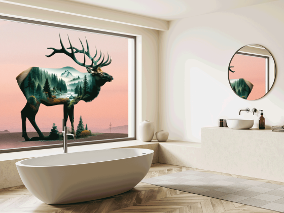 Preview: Fenstersticker Landschaftsmotiv Hirsch Preview: Fenstersticker Landschaftsmotiv Hirsch