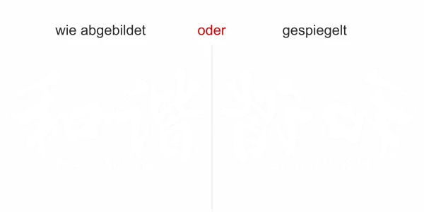 Glasschmuck Chinesisches Zeichen Harmonie - Ansicht Ausrichtung mit Farbauswahl