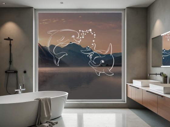 Preview: Fenstertattoo mit Delphinen