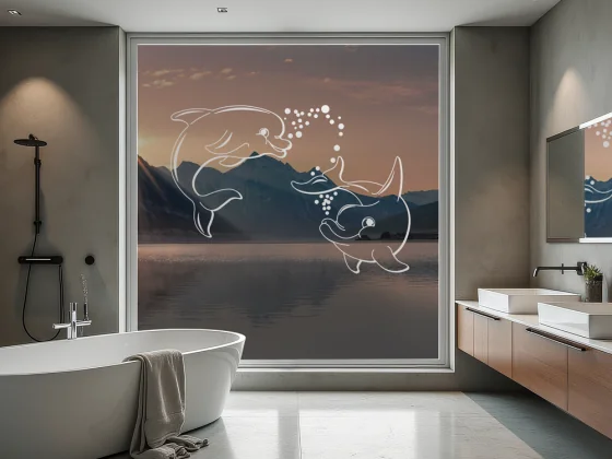 Fenstertattoo mit Delphinen