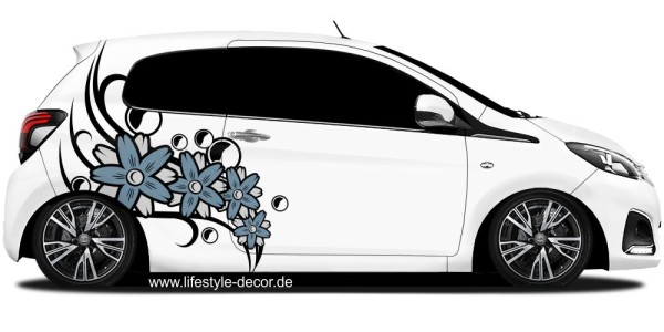 Preview: Bunter Autoaufkleber Blütenzauber mit Perlen