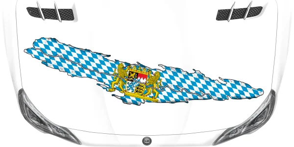 Flagge Bayern als Autoaufkleber auf Motorhaube