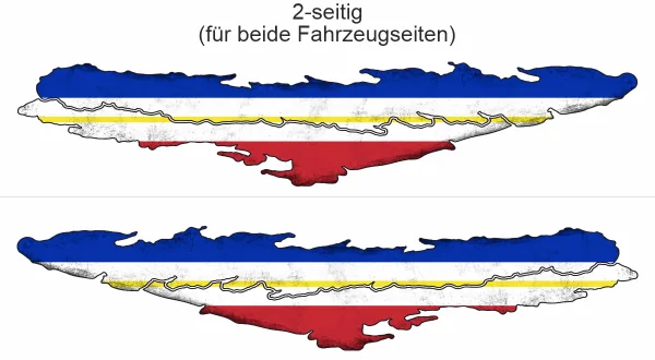 Flagge Mecklenburg-Vorpommern Autoaufkleber - Ansicht zweiseitig für beide Fahrzeugseiten