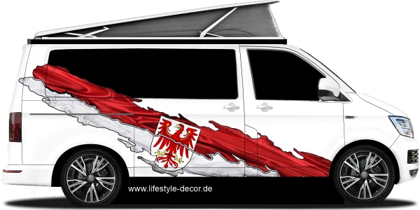 Autoaufkleber Flagge von Brandenburg auf Fahrzeugseite von Camper