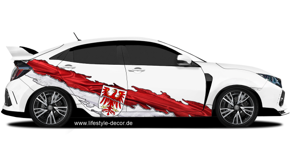 Preview: Flagge von Brandenburg Autoaufkleber Preview: Flagge von Brandenburg Autoaufkleber