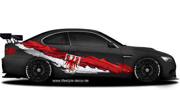 Preview: Flagge von Brandenburg Autoaufkleber Preview: Flagge von Brandenburg Autoaufkleber