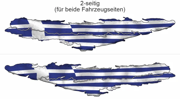 Flagge von Griechenland als Autoaufkleber - Ansicht zweiseitig für beide Fahrzeugseiten