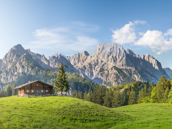 Preview: Fotofolie Berglandschaft mit Hütte Preview: Fotofolie Berglandschaft mit Hütte