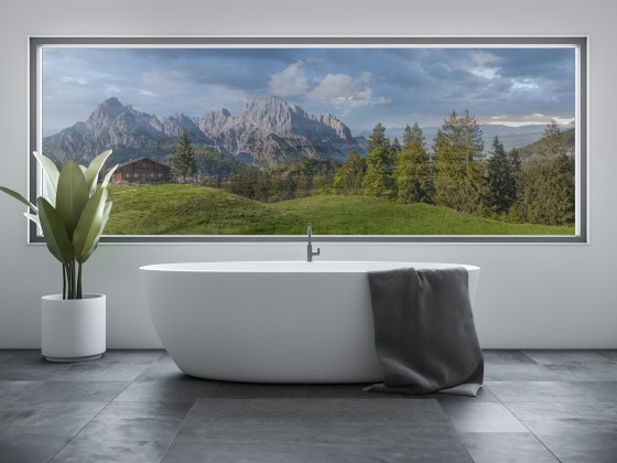 Preview: Fotofolie Berglandschaft mit Hütte Preview: Transparente Fotofolie Berglandschaft mit Hütte