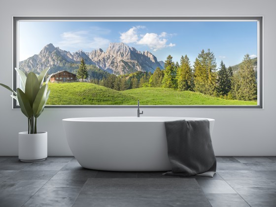 Preview: Fotofolie Berglandschaft mit Hütte Preview: Fotofolie Berglandschaft mit Hütte