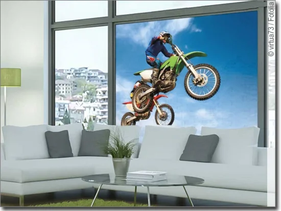 Fensterfolie mit Motocross Motiv