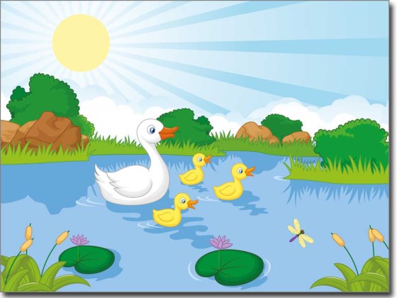 Preview: Glasprint Entenfamilie Preview: Glasprint Entenfamilie