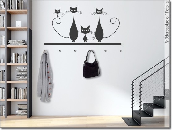 Preview: Wandtattoo Garderobe Katzen Preview: Wandtattoo Garderobe Katzen