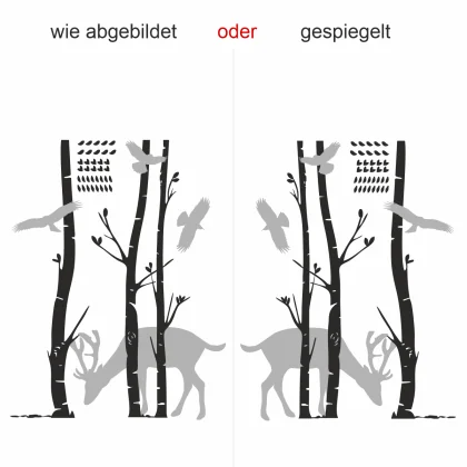 XXL Wald mit Tieren als Garderobensticker für die Wand - Ansicht Ausrichtung
