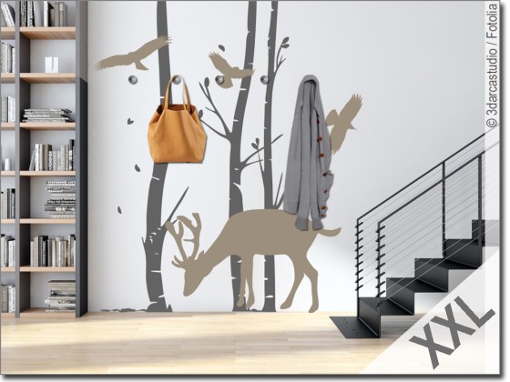Preview: Wandtattoo Garderobe Tiere im Wald Preview: Wandtattoo Garderobe Tiere im Wald