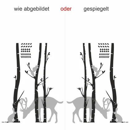 XXL Wald mit Tieren als Garderobensticker für die Wand - Ansicht Ausrichtung