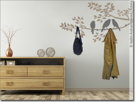 Preview: Garderobensticker Vögel auf Ast Preview: Garderobensticker Vögel auf Ast