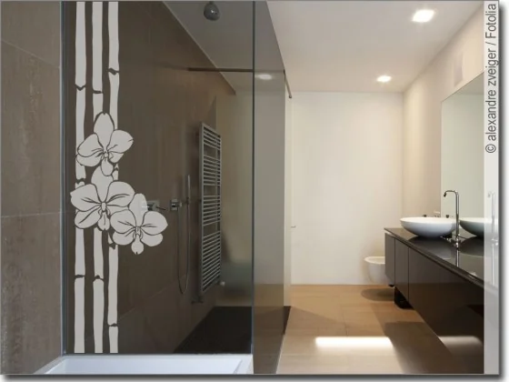 Glasaufkleber Bambus mit Orchidee