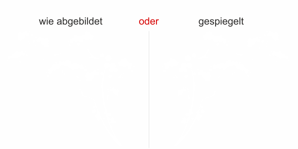 Preview: Glasaufkleber Japanischer Strauch - Ansicht Ausrichtung und Farbauswahl