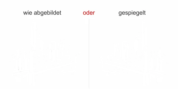 Glasaufkleber Skyline - Ansicht Ausrichtung und Farbauswahl