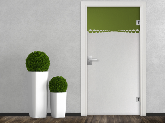 Preview: Glasbanner Kreisdecor als Sichtschutz für Ihre Räume auf Glastür