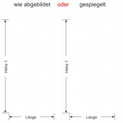 Preview: Sichtschutzaufkleber für Fenster mit Pflanzenmotiv - Ansicht Ausrichtung und Farbauswahl