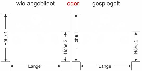 Preview: Glasbanner Wasserblasen - Ansicht Ausrichtung mit Farbauswahl und Anleitung zur Größenberechnung - Vorschlag 1