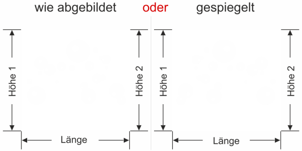 Preview: Glasbanner Wasserblasen - Ansicht Ausrichtung mit Farbauswahl und Anleitung zur Größenberechnung - Vorschlag 2