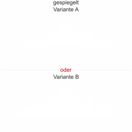 Glasbild Frankfurt - Ansicht Ausrichtung mit Farbauswahl und Variante