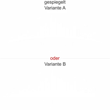 Glasbild Frankfurt - Ansicht Ausrichtung mit Farbauswahl und Variante