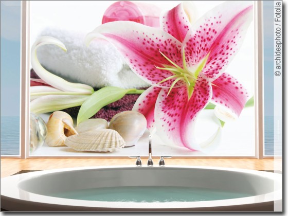 Preview: Glasbild Lilie in Pink