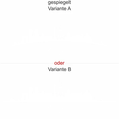 Aufkleber Milchglasfolie Skyline - Ansicht Ausrichtung mit Farbauswahl und Variante