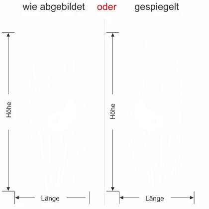 Glasdekor Bambus Yin & Yang - Ansicht Ausrichtung mit Farbauswahl