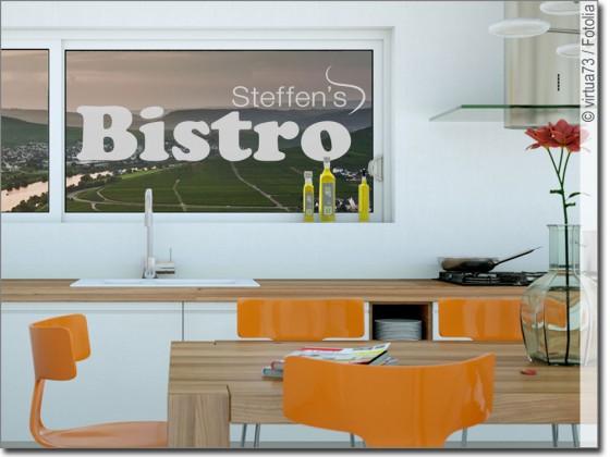 Preview: Glasdekor Bistro mit Wunschtext
