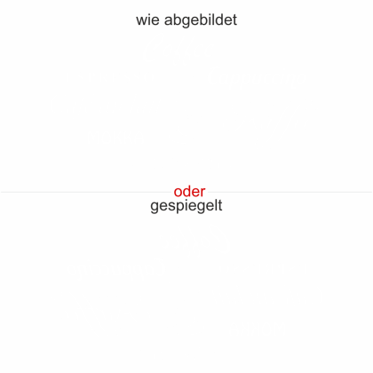 Preview: Glasdekor Kaffee - Ansicht Ausrichtung mit Farbauswahl