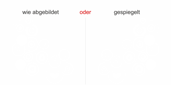 Preview: Glasdekor Retro Ornament - Ansicht Ausrichtung und Farbauswahl