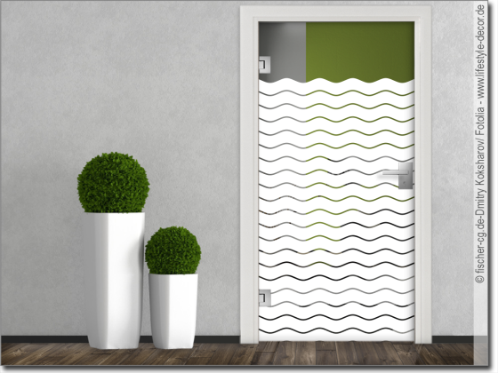Preview: Glasdekorfolie für Türen mit Wellen 10/1 cm