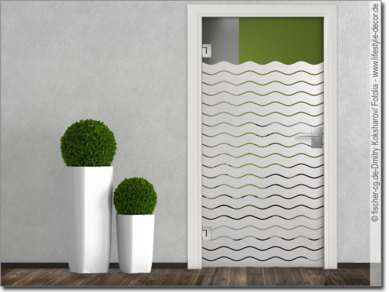 Preview: Glasdekorfolie für Türen mit Wellen 10/1 cm