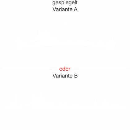 Fenstersticker Skyline Düsseldorf - Ansicht Ausrichtung mit Farbauswahl und Variante