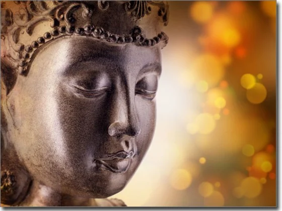 Glasdruck mit Buddha