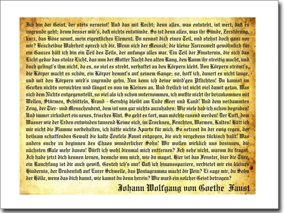 Glasfolie Johann Wolfgang von Goethe Faust