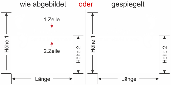 Preview: Glasfolie Fußpflege - Ansicht Ausrichtung und Farbauswahl Vorschlag 1