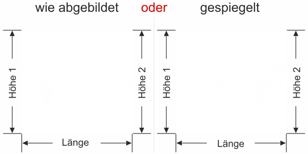 Preview: Glasfolie Fußpflege - Ansicht Ausrichtung und Farbauswahl Vorschlag 2
