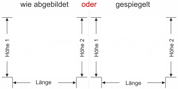 Glasfolie Fußpflege - Ansicht Ausrichtung und Farbauswahl Vorschlag 2