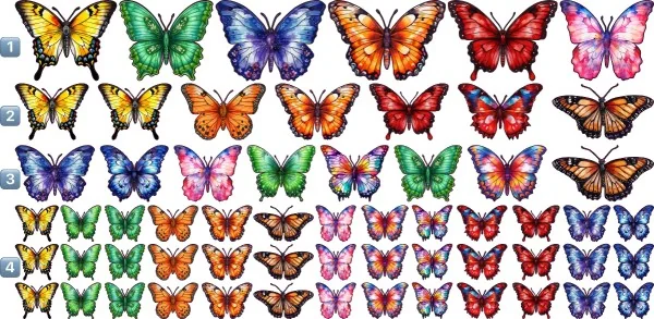 Glasfolie Farbige Schmetterlinge im Set