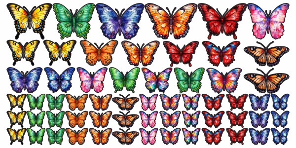 Preview: Glasfolie Farbige Schmetterlinge im Set