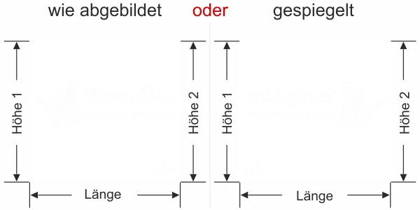 Glasfolie Sichtschutz Beauty - Ansicht Ausrichtung mit Farbauswahl Vorschlag 2